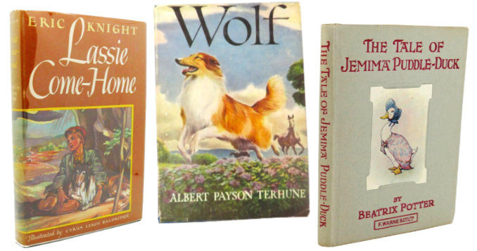 Covers of books about Collies